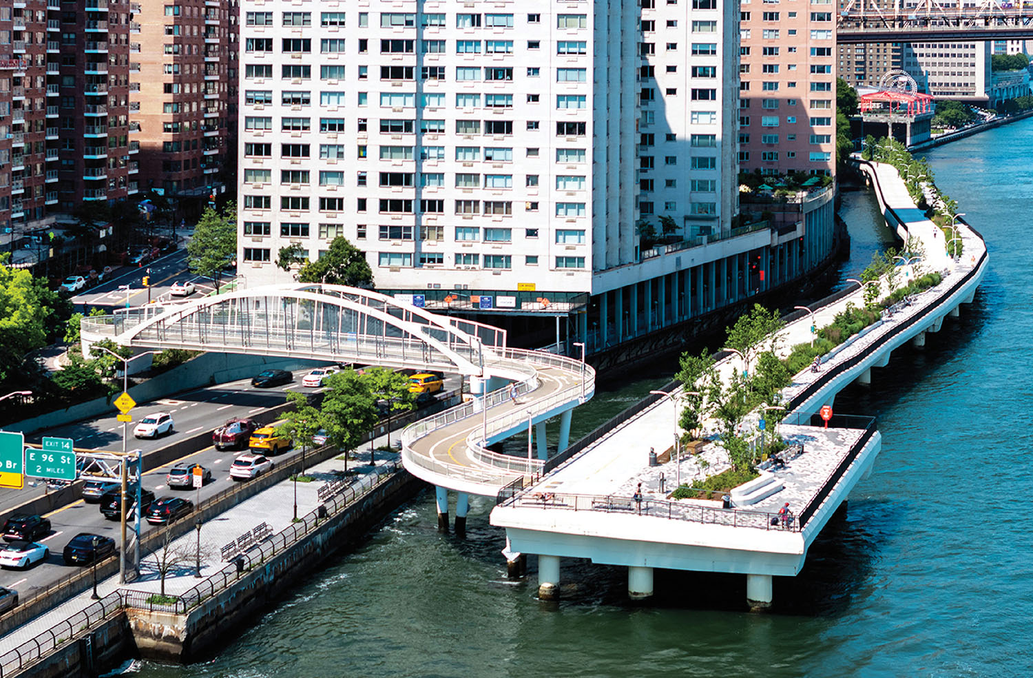 A bridge over a river.