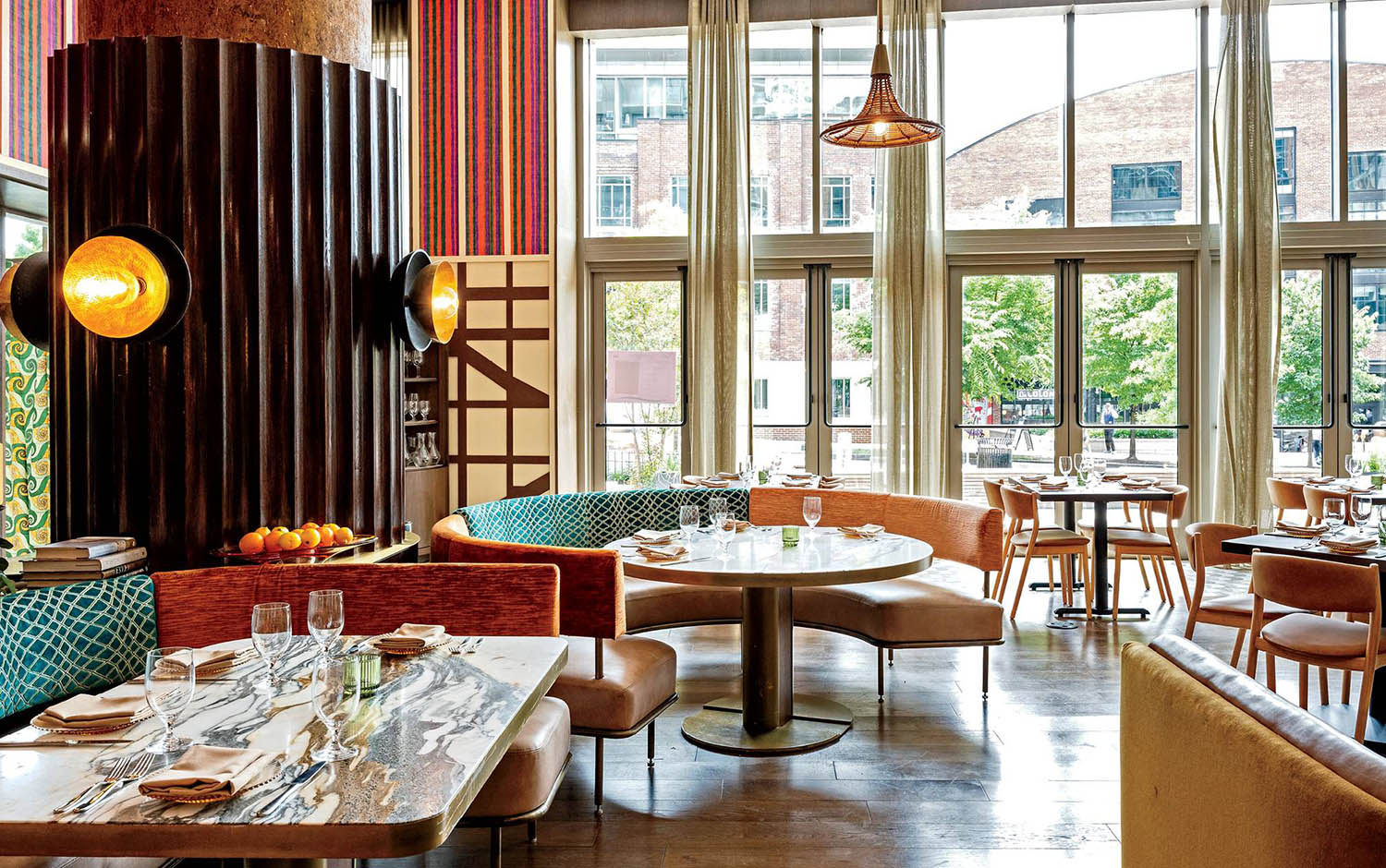 The restaurant at the hotel in london.