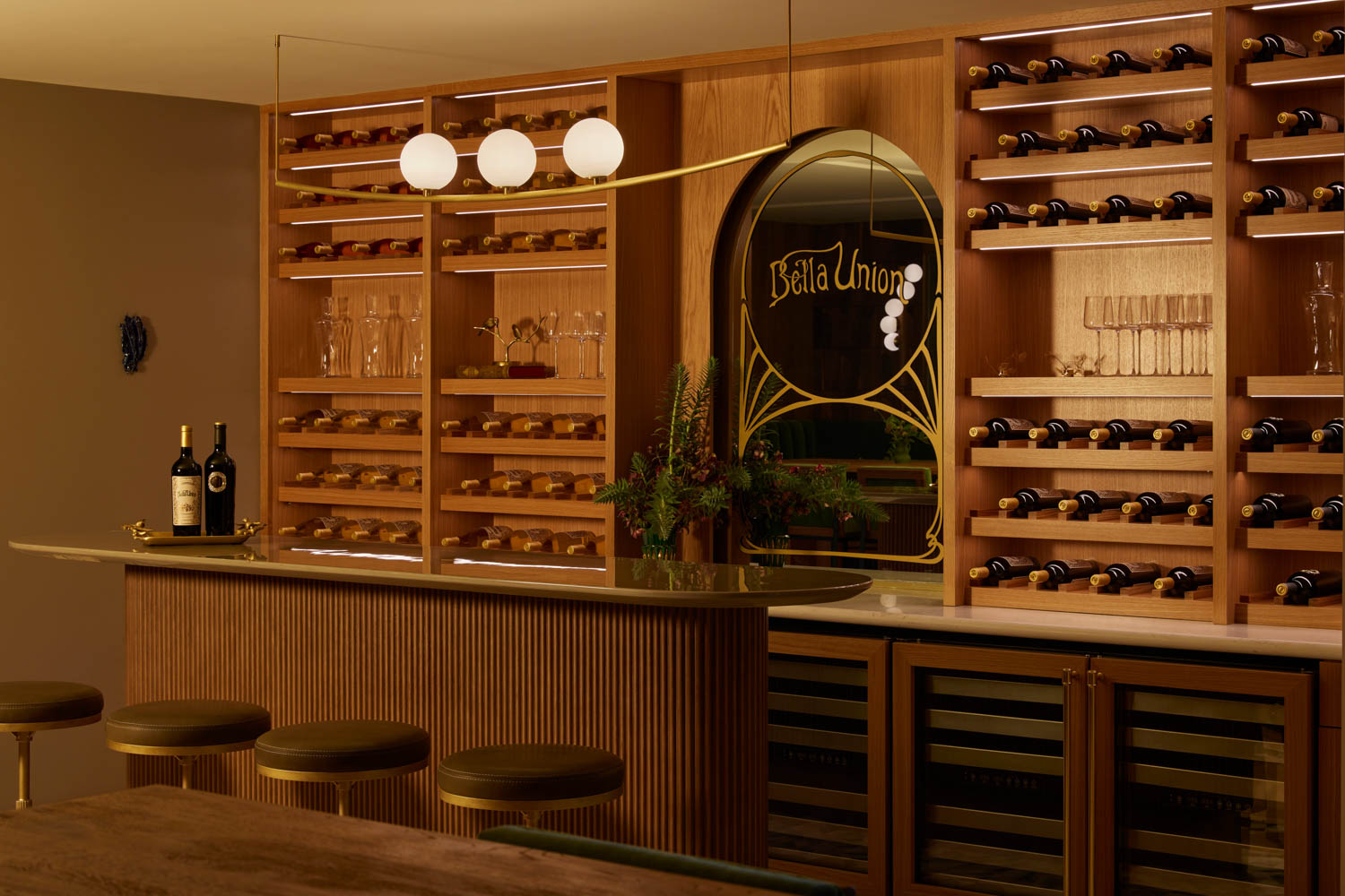 Bella Union Winery bottles along the wine shelf